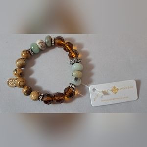 Jane Marie Amazonite, Picture Jasper, Topaz Beads Bracelet